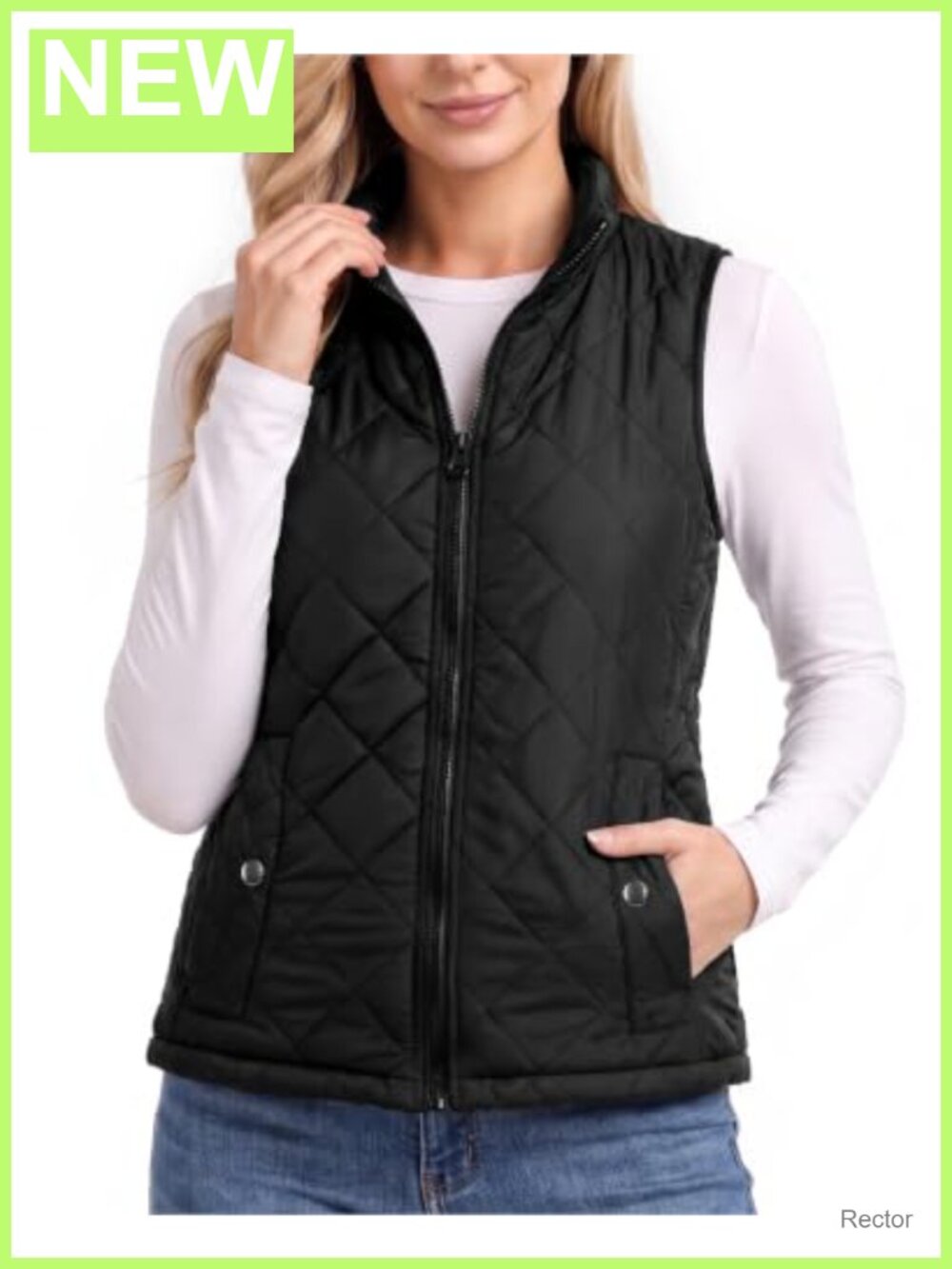 Quilted Puffer Vest Women Sleeveless Lightweight Zip Pockets Stand Collar